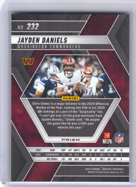 2025 Panini Mosaic #232 Jayden Daniels Mosaic Green Washington Commanders
