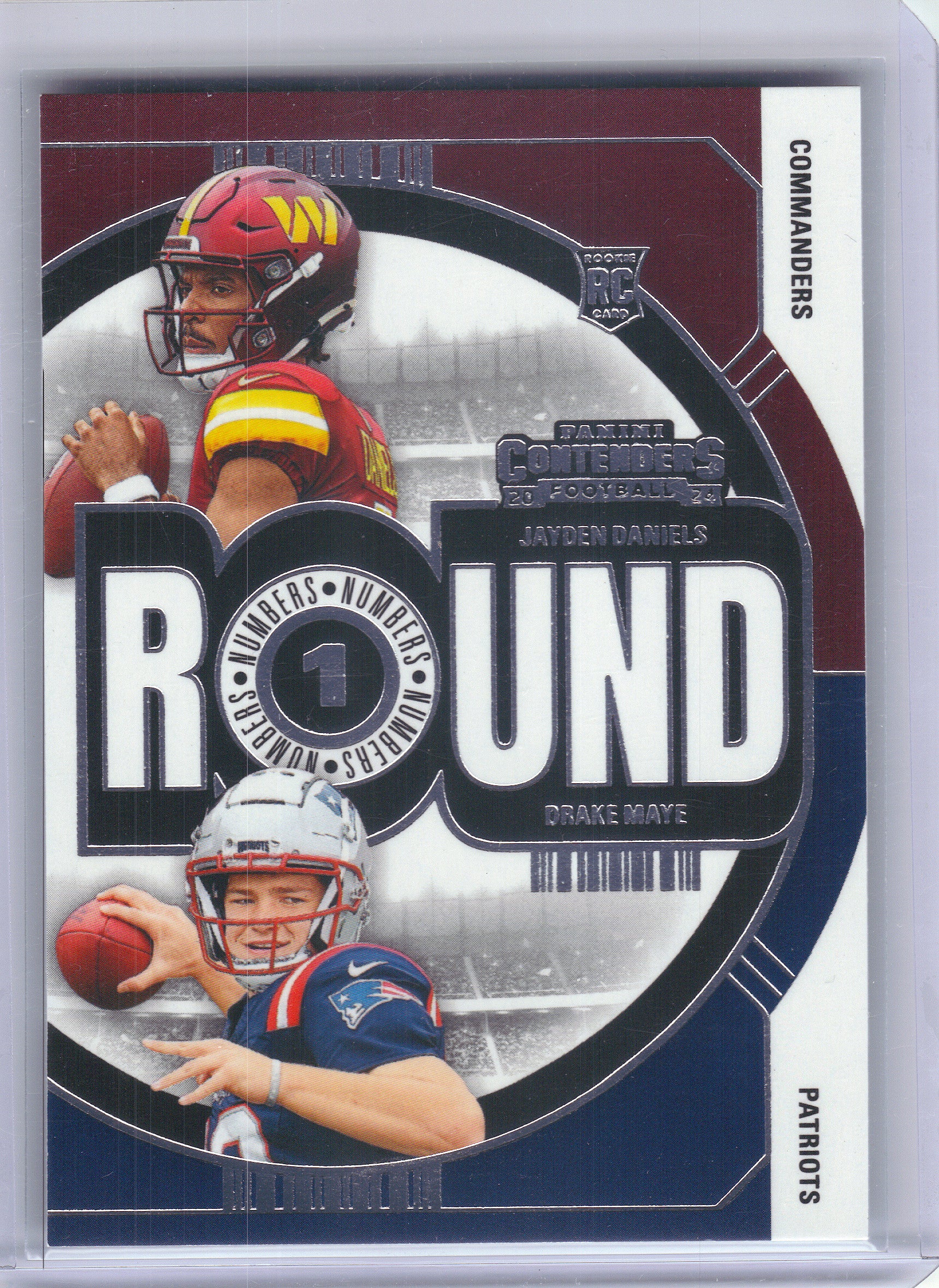 2024 Panini Contenders #1 Drake Maye / Jayden Daniels Round Numbers