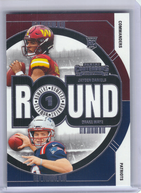 2024 Panini Contenders #1 Drake Maye / Jayden Daniels Round Numbers