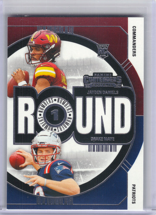 2024 Panini Contenders #1 Drake Maye / Jayden Daniels Round Numbers x