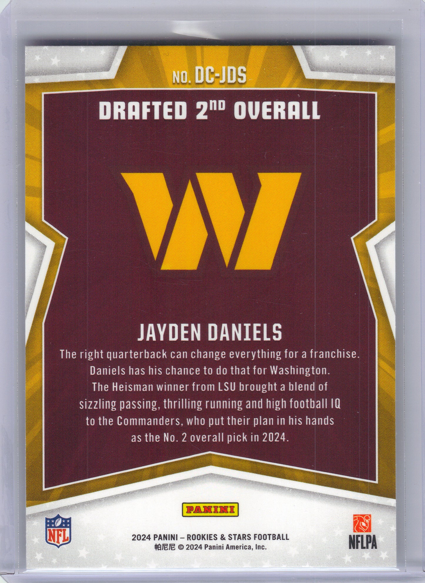 2024 Panini Rookies & Stars #DC-JDS Jayden Daniels Draft Class xx Washington Commanders