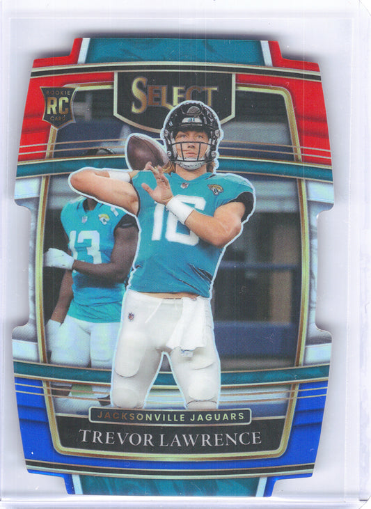 2021 Panini Select #43 Trevor Lawrence Red and Blue Prizm Die Cut Jacksonville Jaguars RC