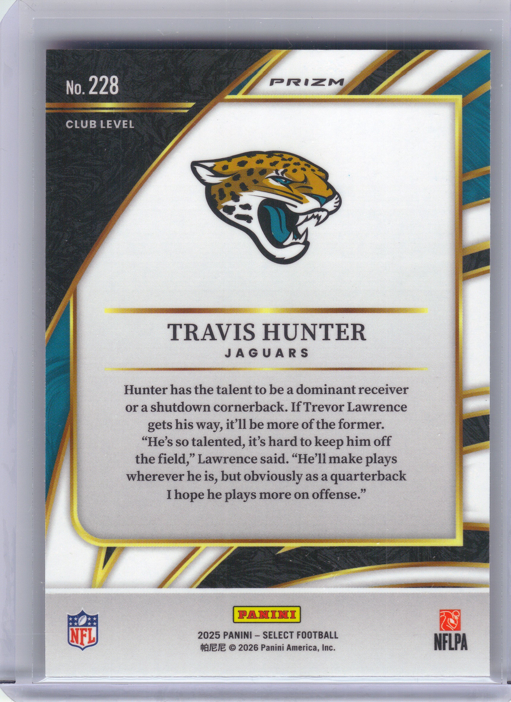 2025 Panini Select #228 Travis Hunter Pink Prizm Shock Jacksonville Jaguars RC