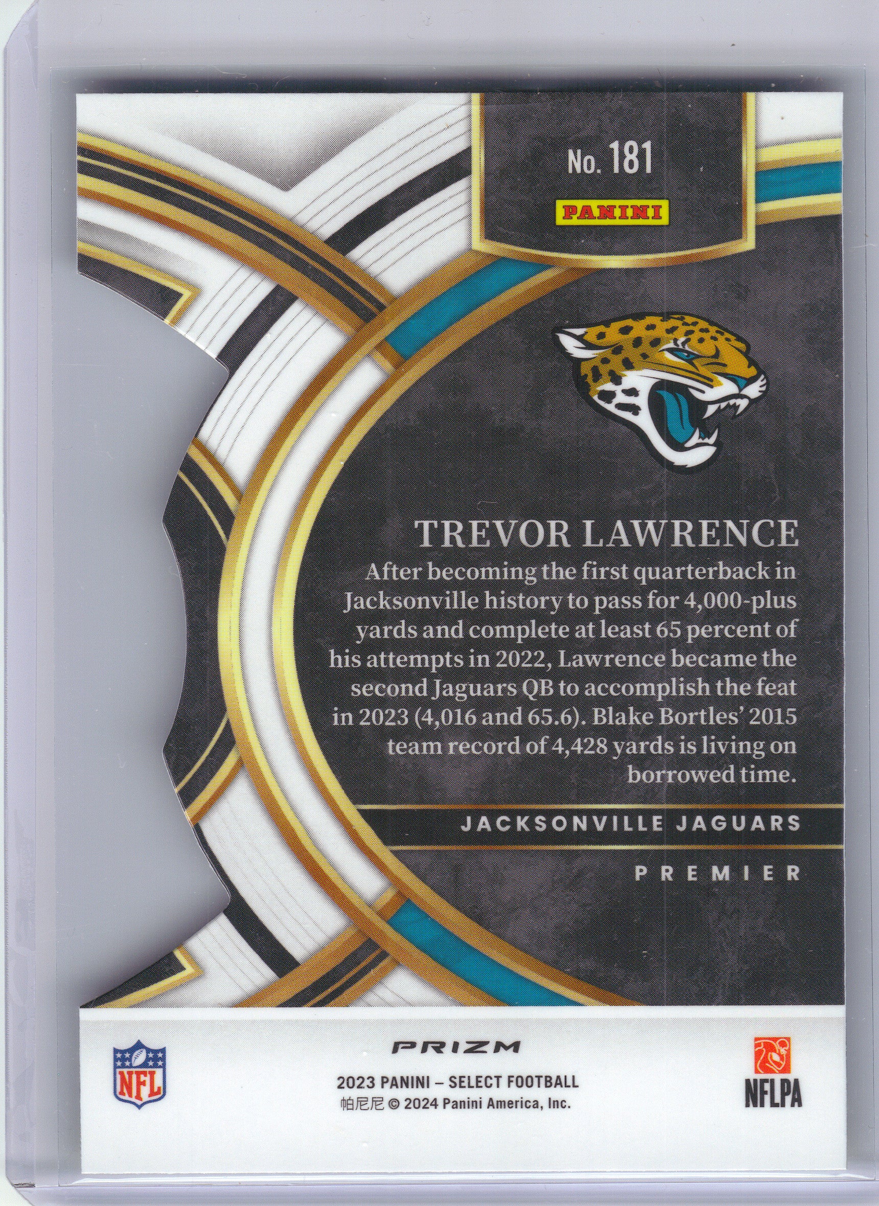 2023 Panini Select #181 Trevor Lawrence Green and Yellow Prizms Die Cuts Jacksonville Jaguars