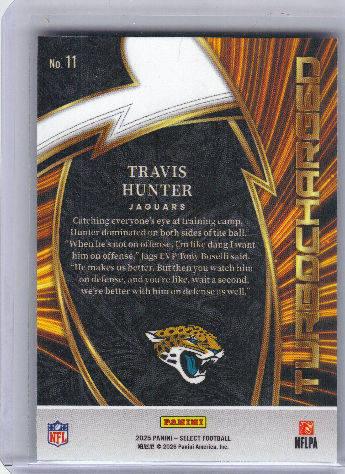 2025 Panini Select #11 Travis Hunter Turbocharged Jacksonville Jaguars
