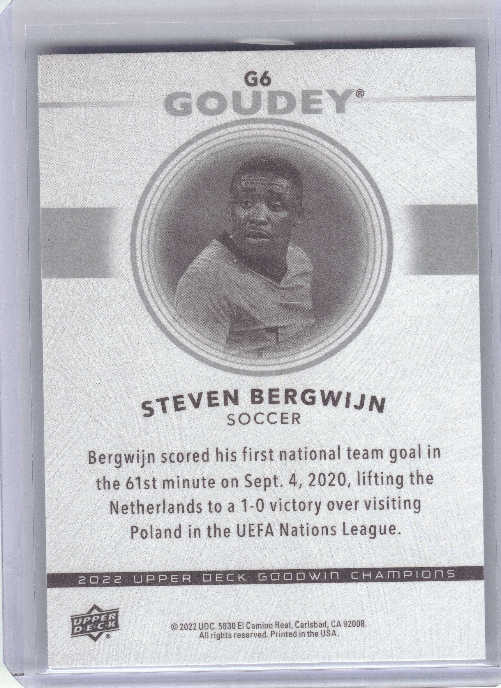 2022 Upper Deck Goodwin Champions #G6 Steven Bergwijn Goudey