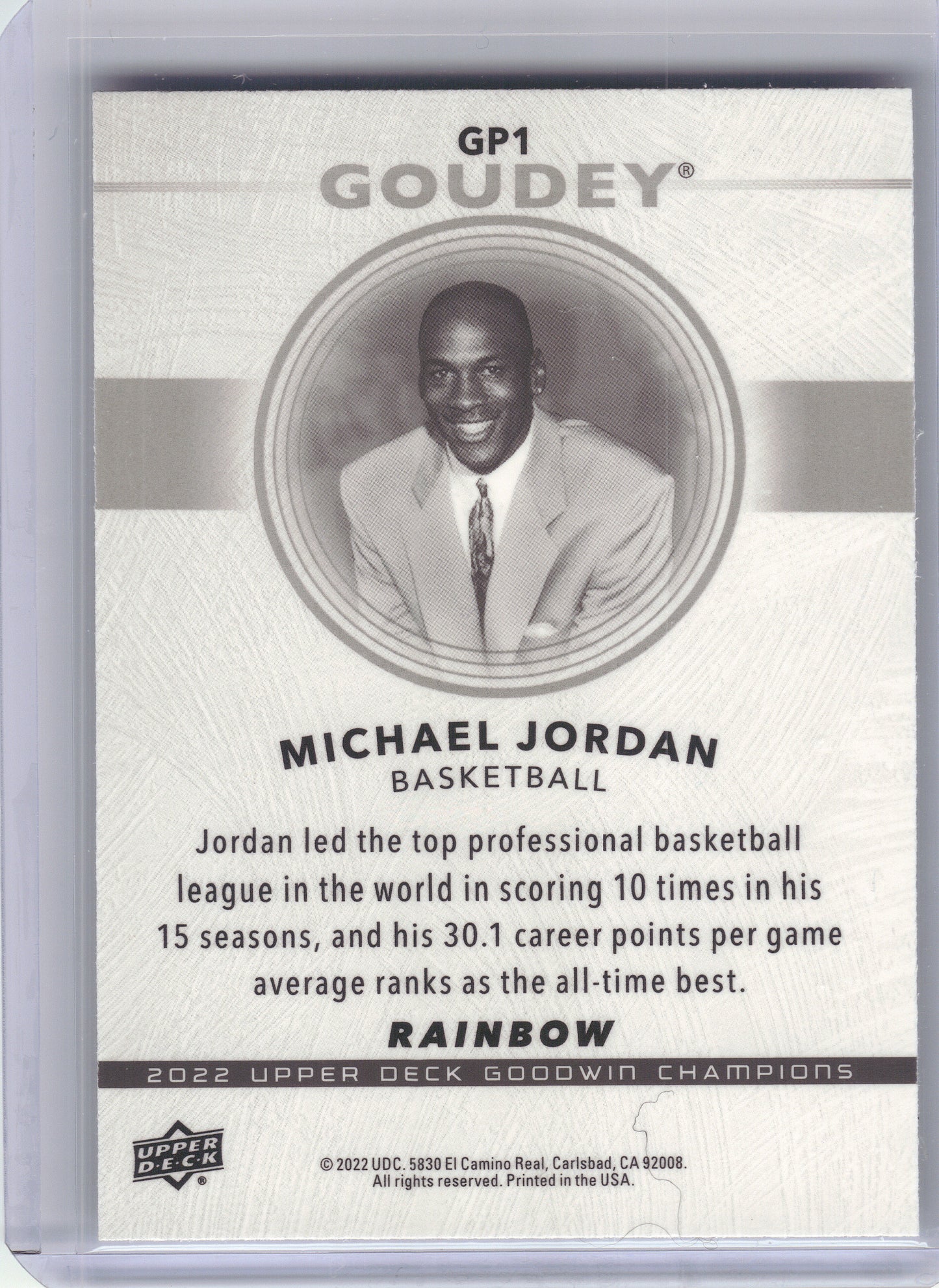 2022 Upper Deck Goodwin Champions #GP1 Michael Jordan Goudey Platinum Rainbow