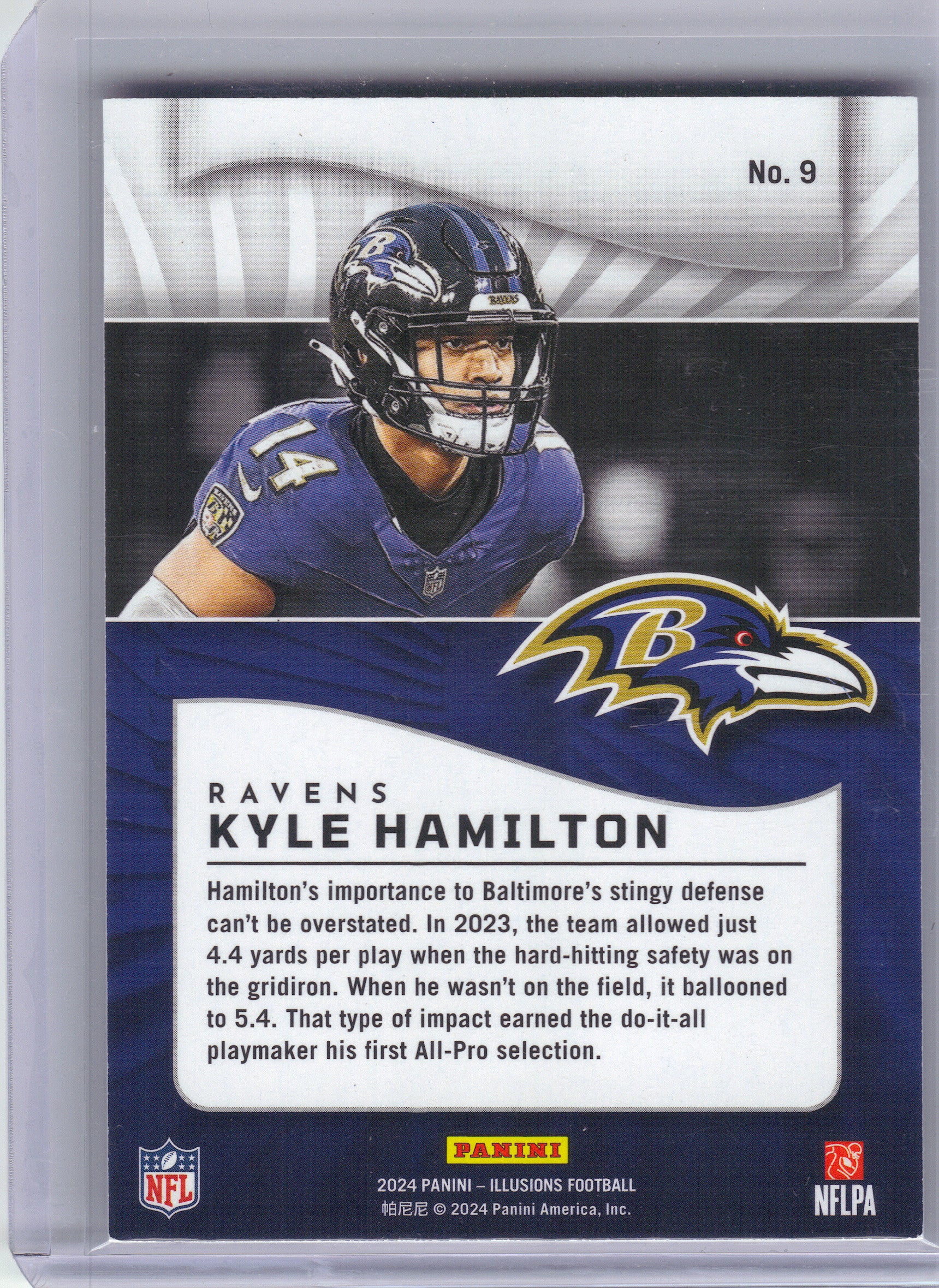 2024 Panini Illusions #9 Kyle Hamilton Cubic Trophy Collection #/399 Baltimore Ravens SN