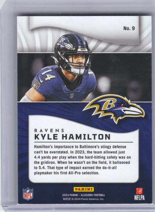 2024 Panini Illusions #9 Kyle Hamilton Cubic Trophy Collection #/399 Baltimore Ravens SN