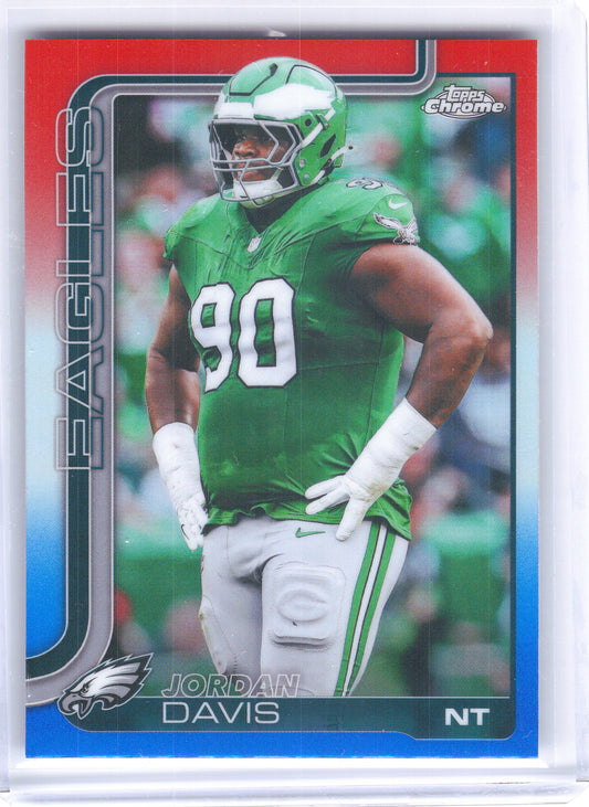 2025 Topps Chrome #249 Jordan Davis Red White and Blue Refractor Philadelphia Eagles