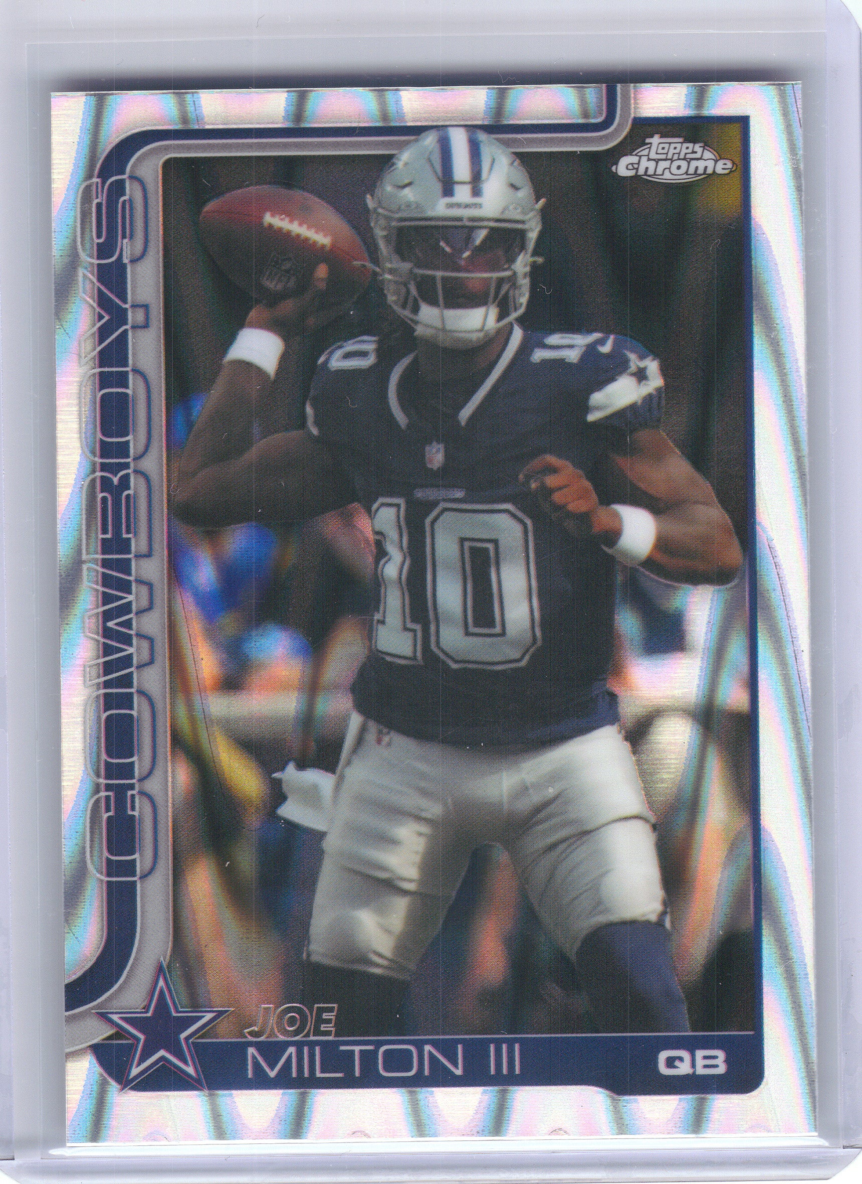 2025 Topps Chrome #85 Joe Milton III Ray Wave Refractor Dallas Cowboys