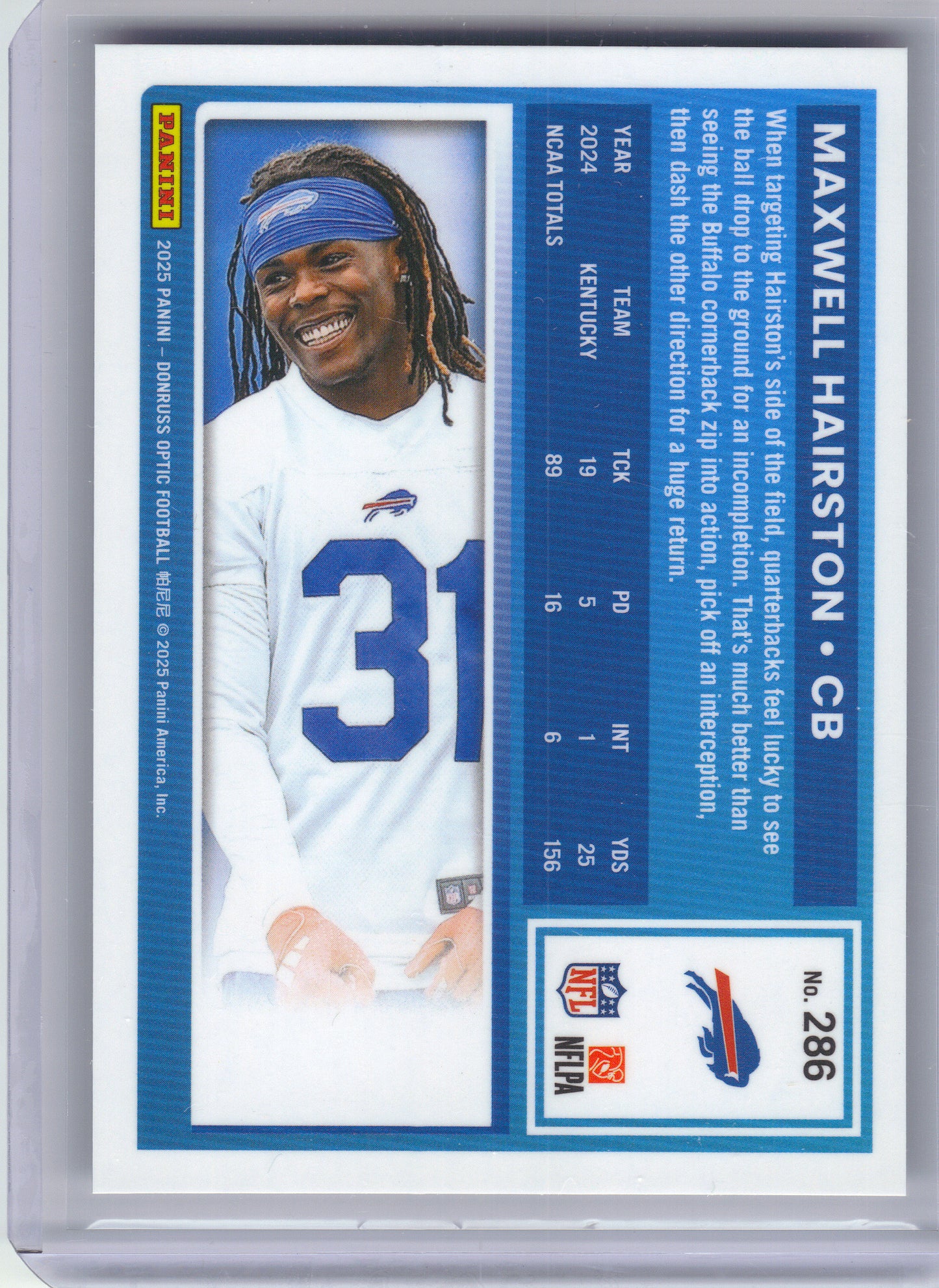 2025 Donruss Optic #286 Maxwell Hairston Buffalo Bills RC