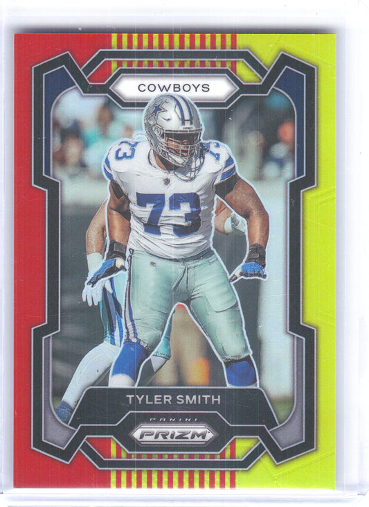 2023 Panini Prizm #83 Tyler Smith Red and Yellow #/44 Dallas Cowboys SN