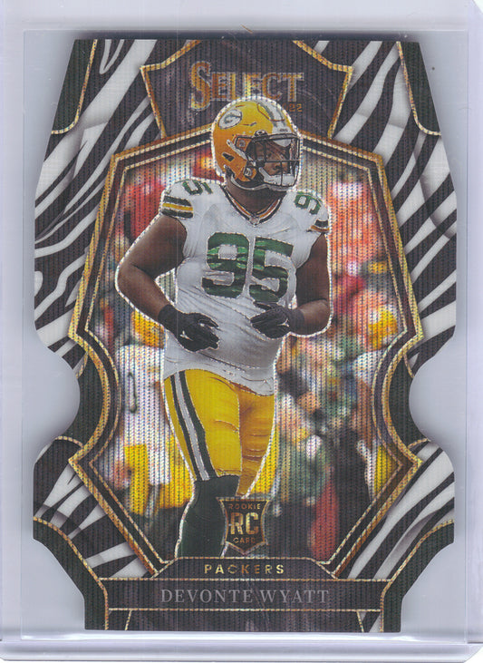 2022 Panini Select #137 Devonte Wyatt Zebra Prizm Die Cut Green Bay Packers RC