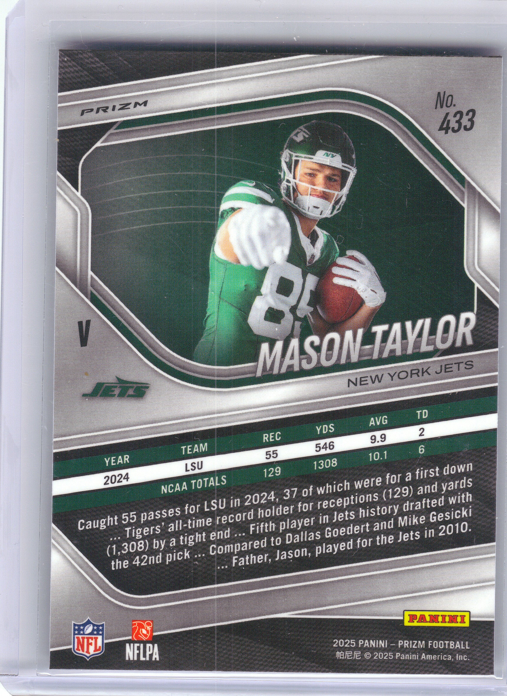 2025 Panini Prizm #433 Mason Taylor Silver Variation New York Jets