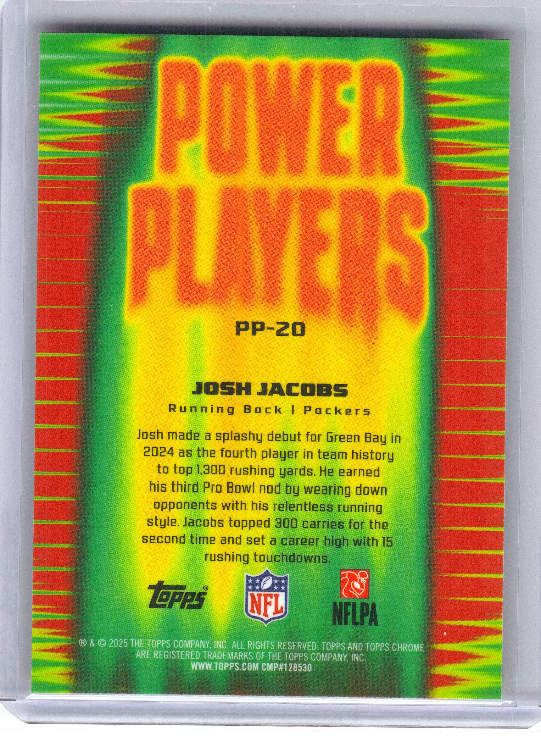 2025 Topps Chrome #PP-20 Josh Jacobs Power Players Green Bay Packers