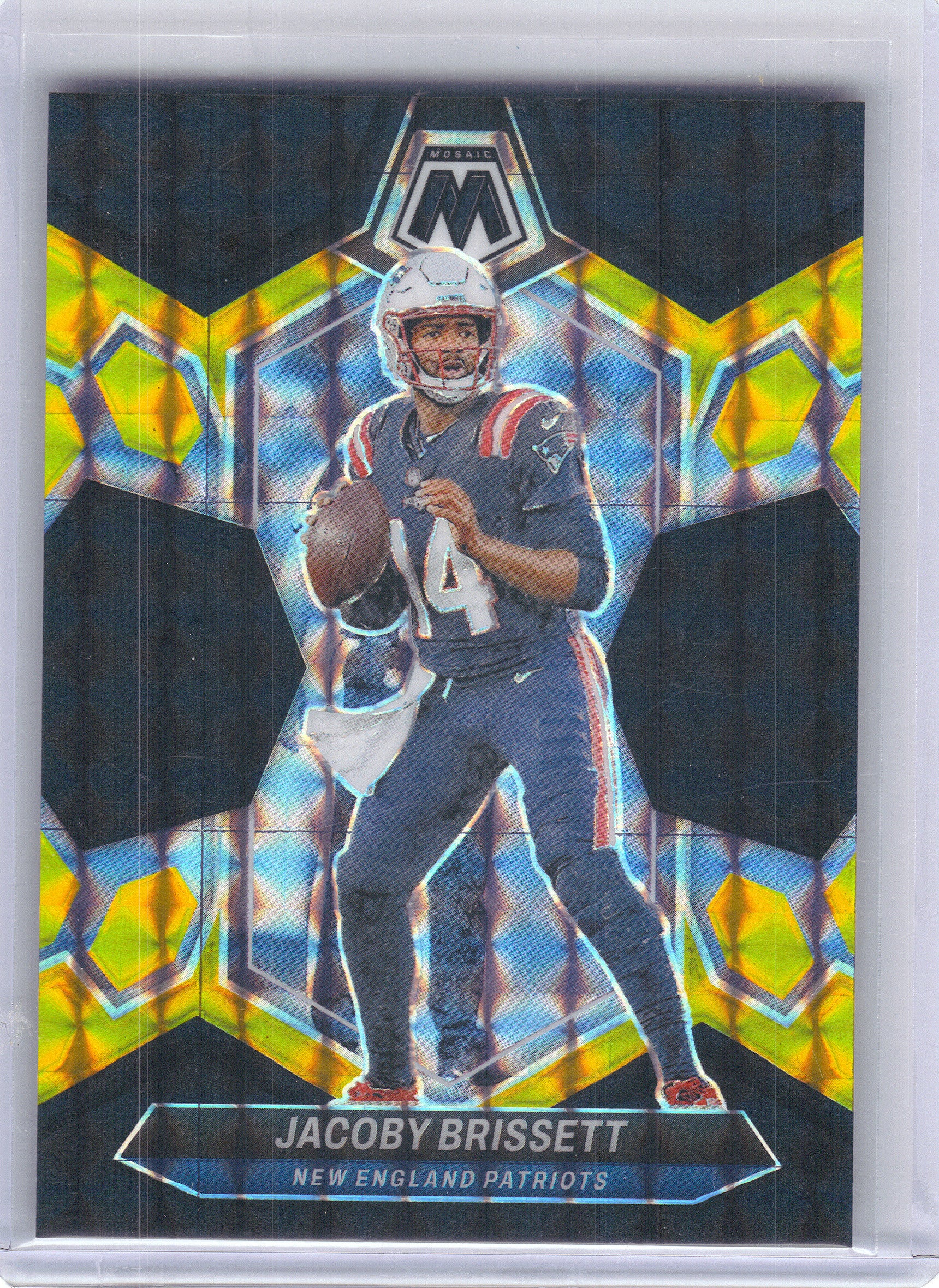 2024 Panini Mosaic #148 Jacoby Brissett Mosaic Choice Black Gold #/8 New England Patriots SN