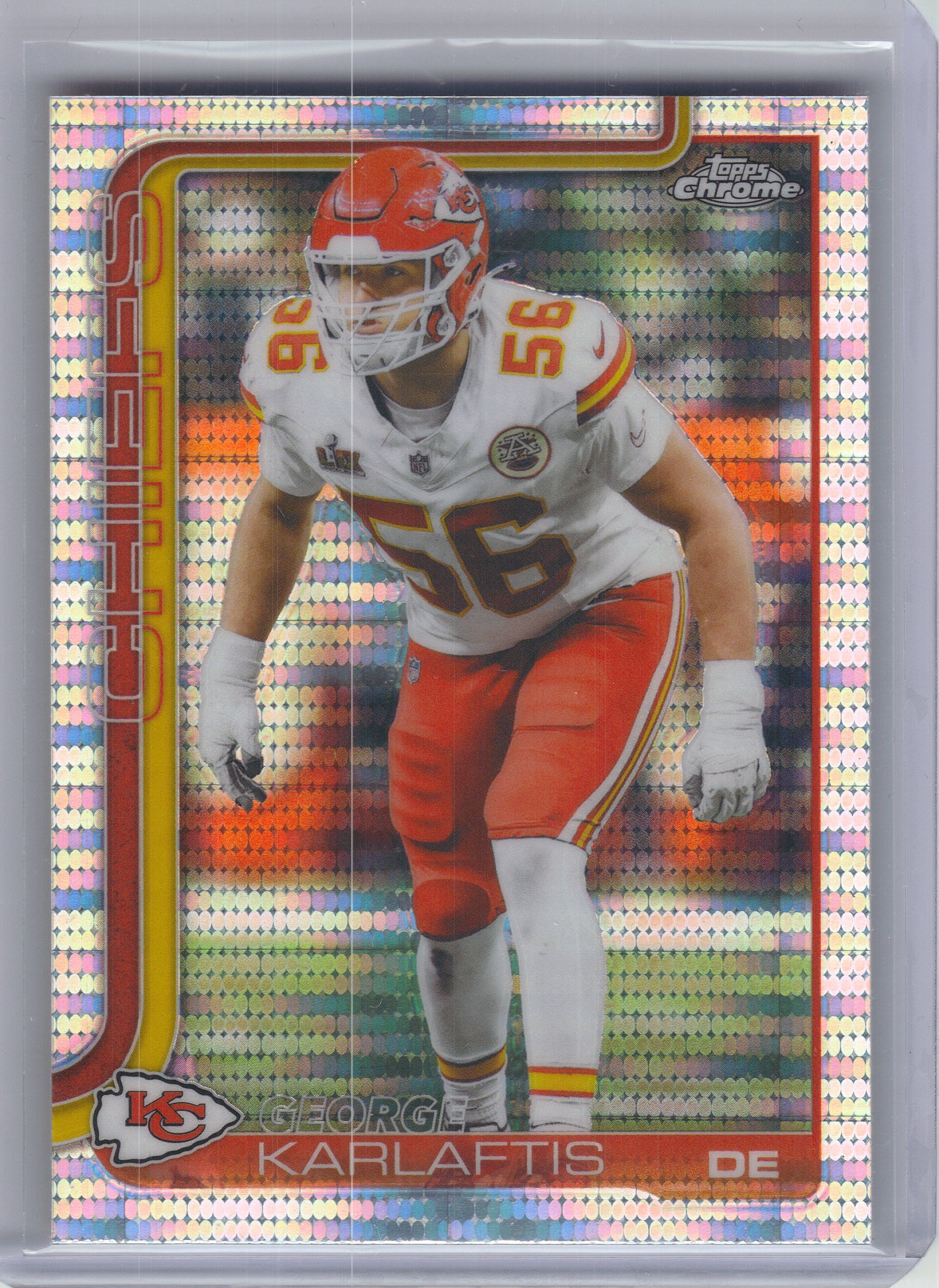 2025 Topps Chrome #152 George Karlaftis Pulsar Refractor Kansas City Chiefs