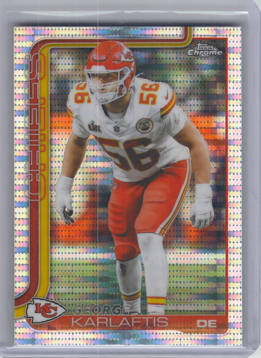 2025 Topps Chrome #152 George Karlaftis Pulsar Refractor Kansas City Chiefs