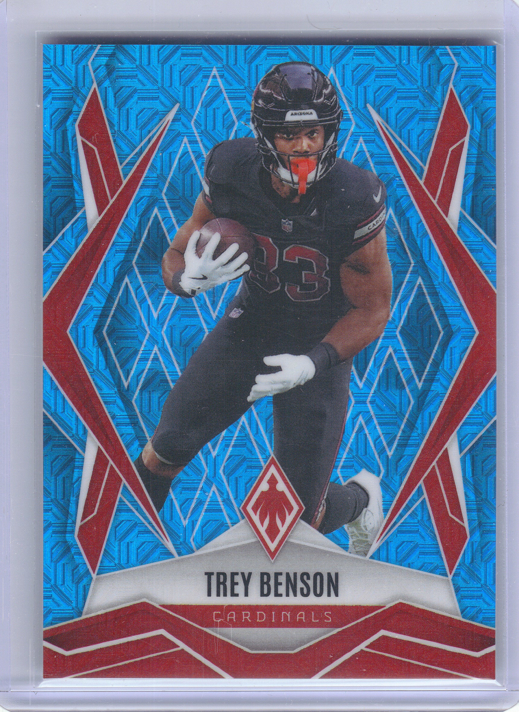 2025 Panini Phoenix #27 Trey Benson Light Blue Mojo Prizm #/85 Arizona Cardinals SN
