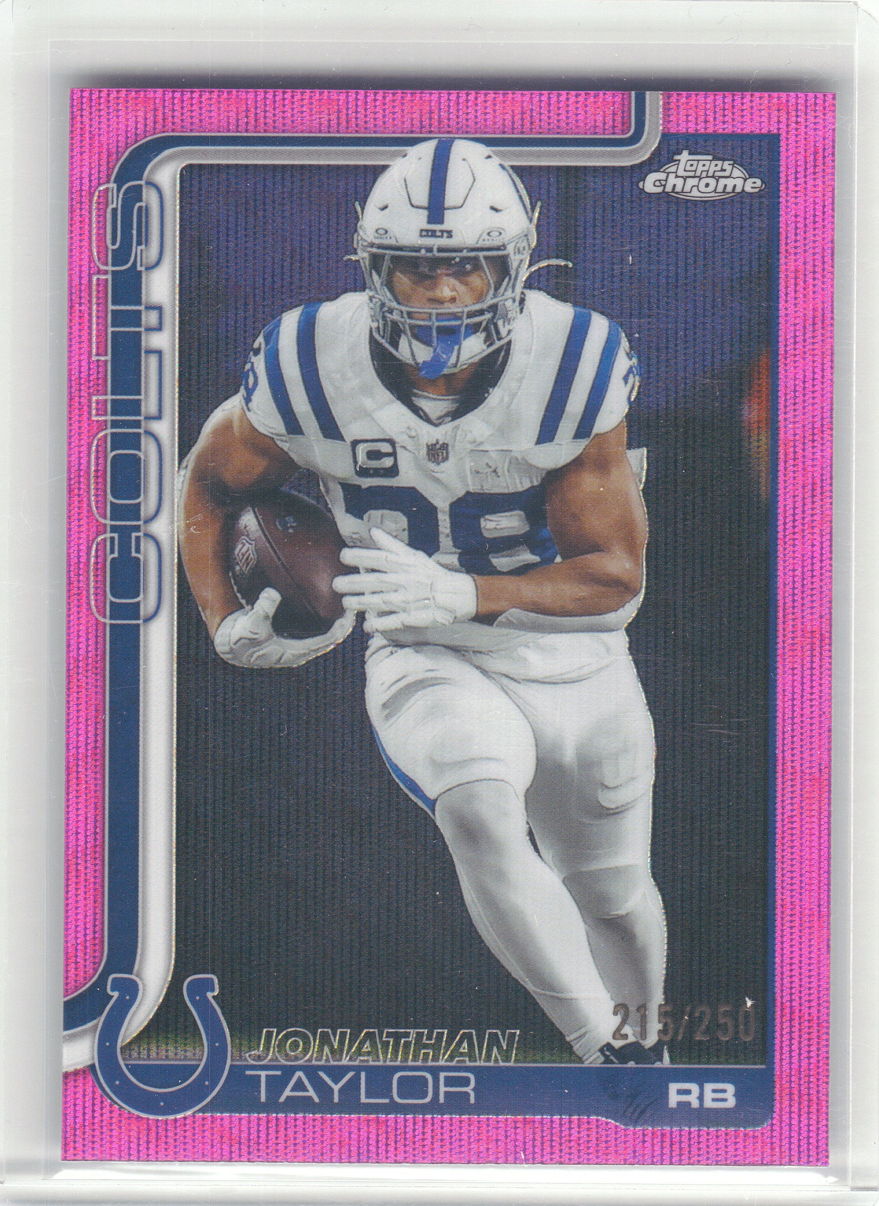 2025 Topps Chrome #130 Jonathan Taylor Pink Wave Refractor #/250 Indianapolis Colts SN