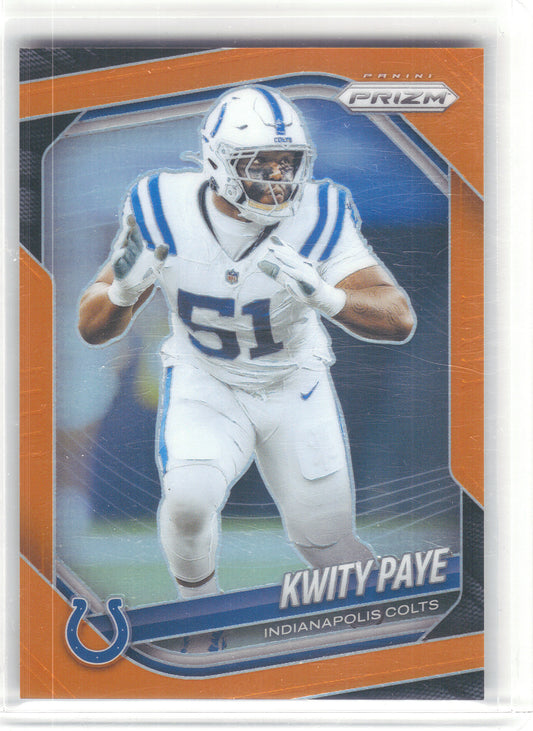 2025 Panini Prizm #286 Kwity Paye Orange #/249 Indianapolis Colts SN
