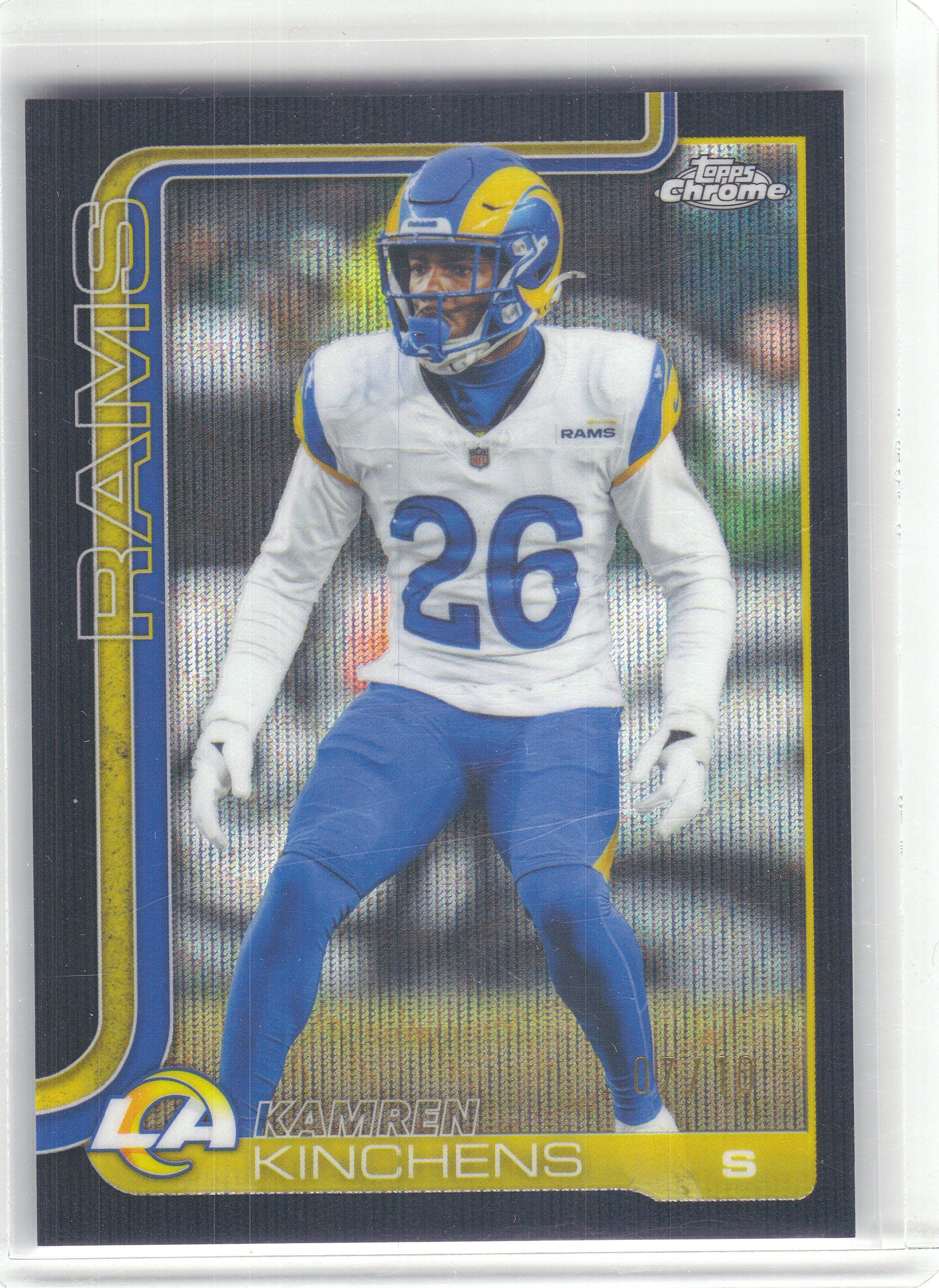 2025 Topps Chrome #174 Kamren Kinchens Black Wave Refractor #/10 Los Angeles Rams SN