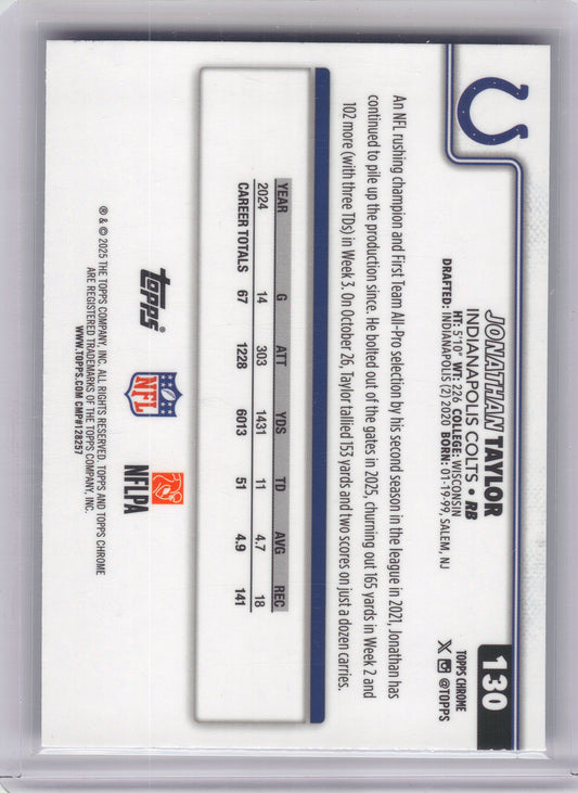 2025 Topps Chrome #130 Jonathan Taylor Purple Refractor #/75 Indianapolis Colts SN