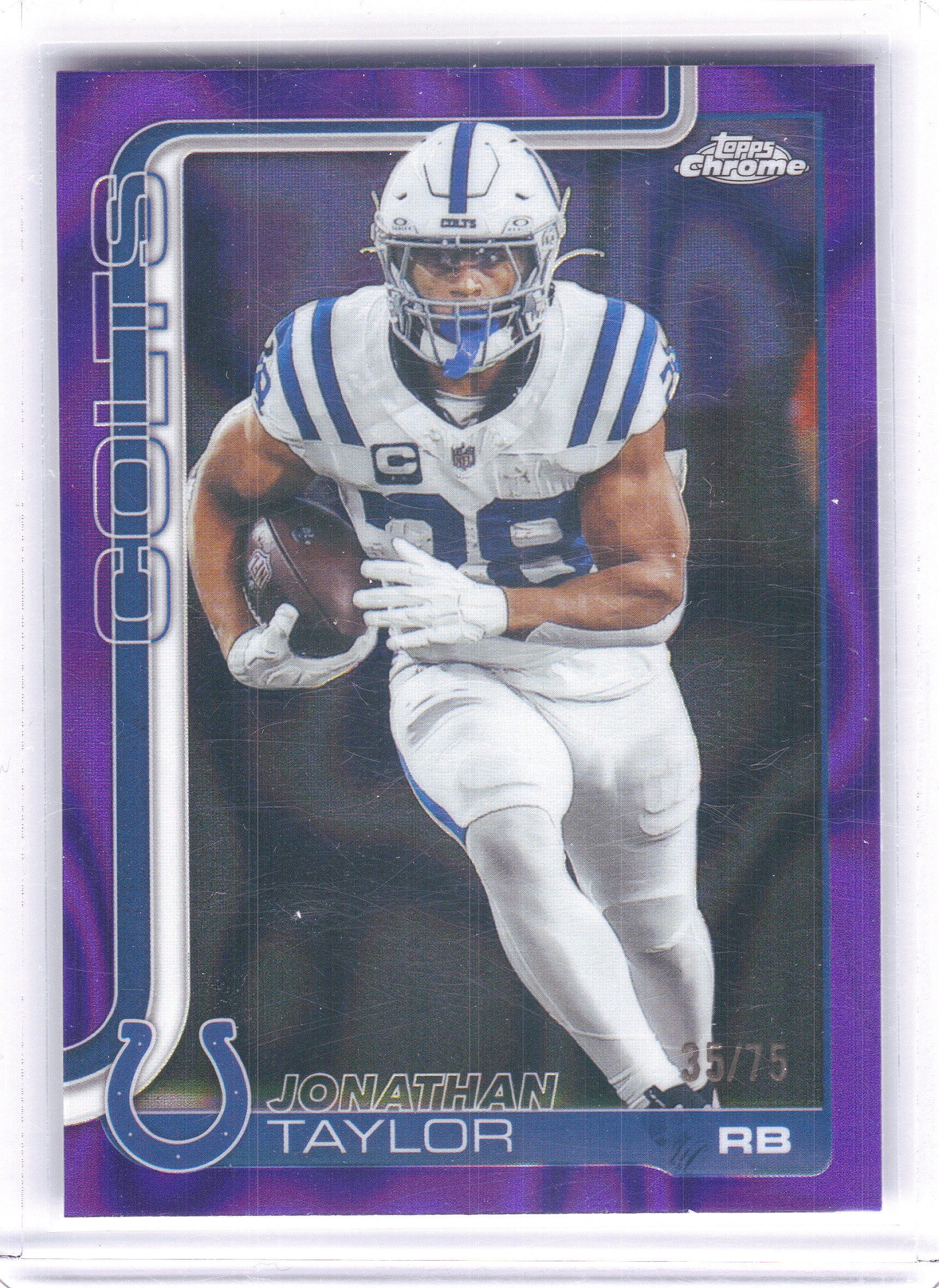 2025 Topps Chrome #130 Jonathan Taylor Purple Refractor #/75 Indianapolis Colts SN