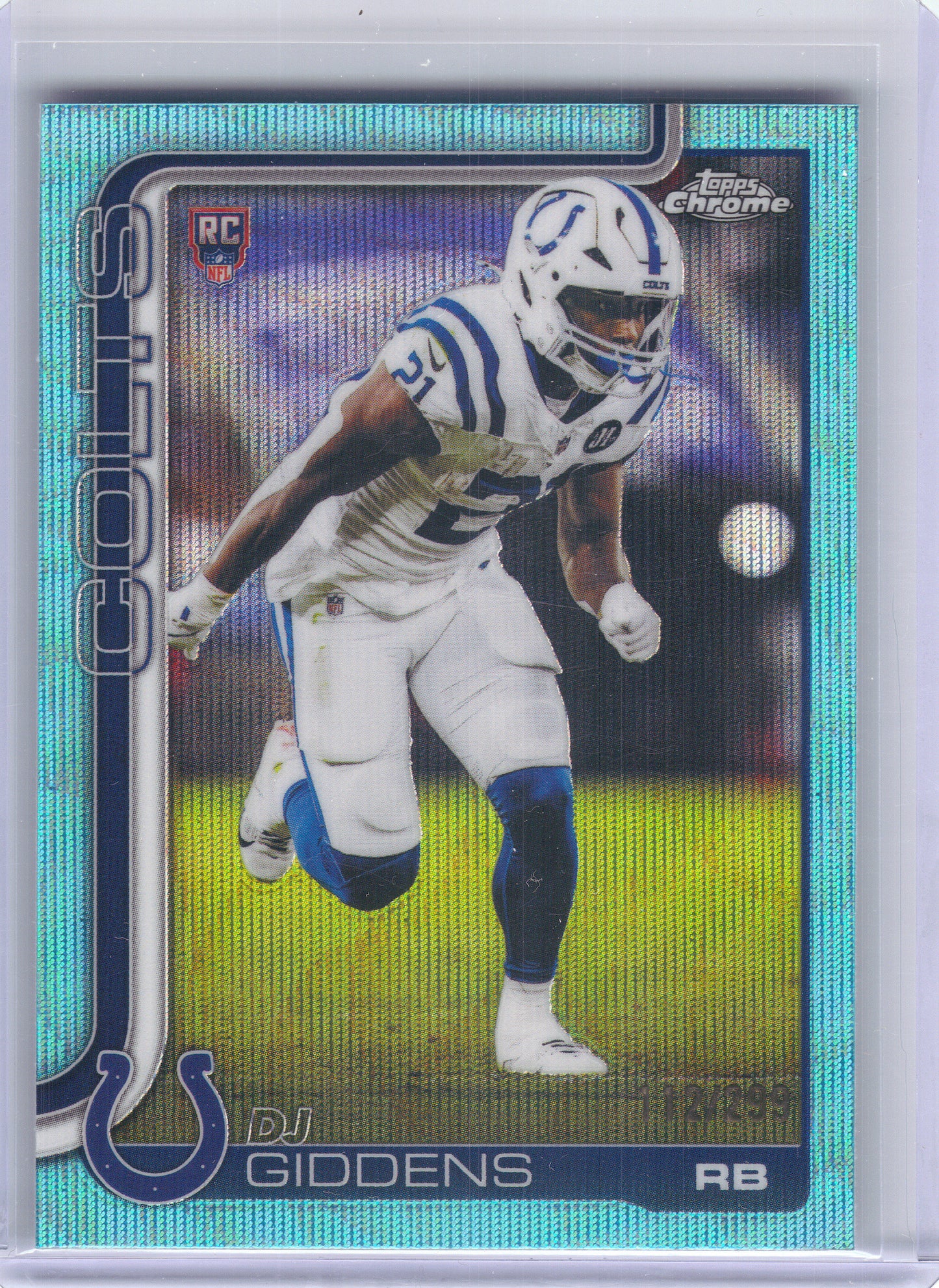 2025 Topps Chrome #390 DJ Giddens Teal Wave Refractor #/299 Indianapolis Colts SN,RC
