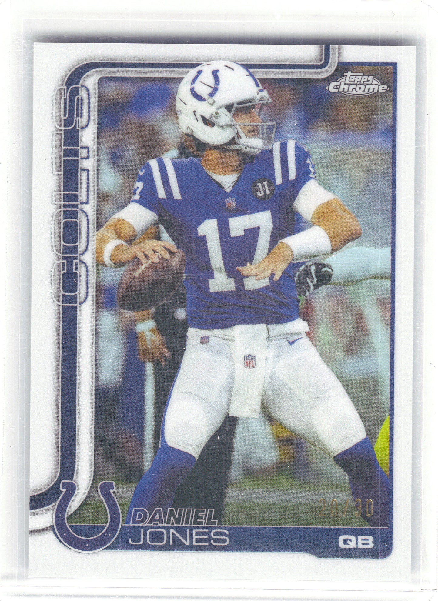 2025 Topps Chrome #132 Daniel Jones White Refractor #/30 Indianapolis Colts SN