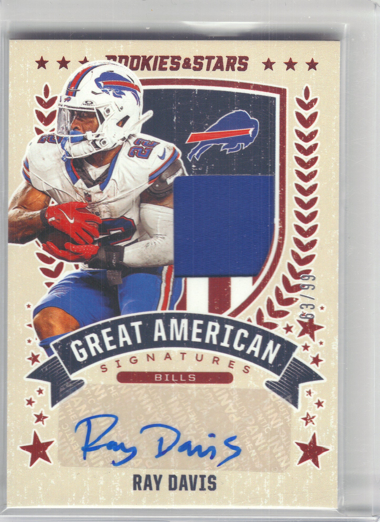 2025 Panini Rookies & Stars #GAS-RDS Ray Davis Great American Signatures #/99 Buffalo Bills SN,MEM,AU
