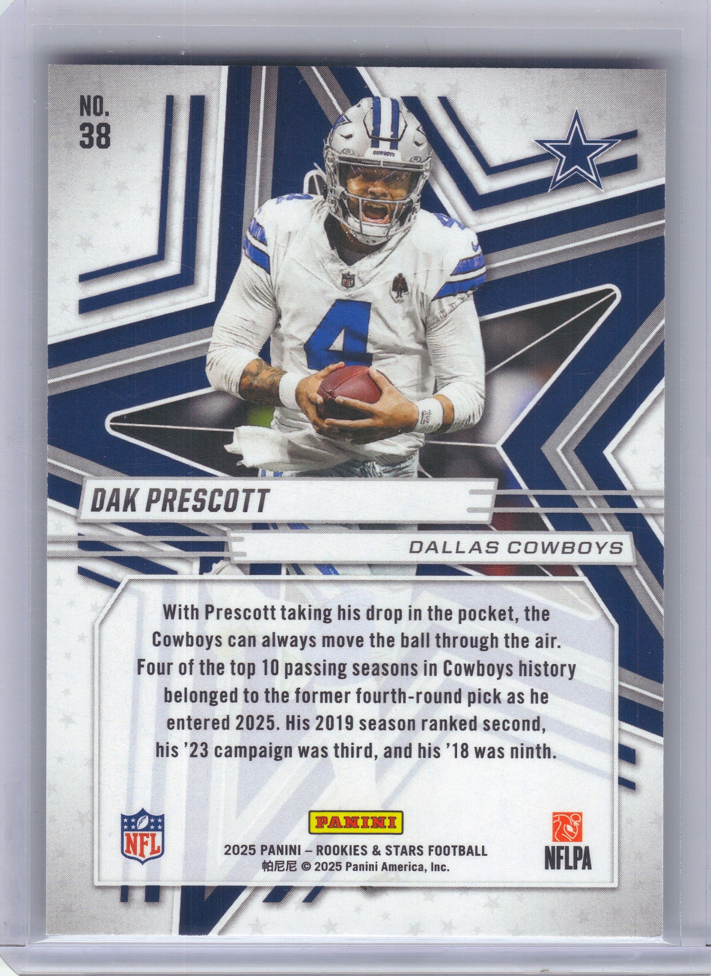 2025 Panini Rookies & Stars #38 Dak Prescott Purple #/999 Dallas Cowboys SN