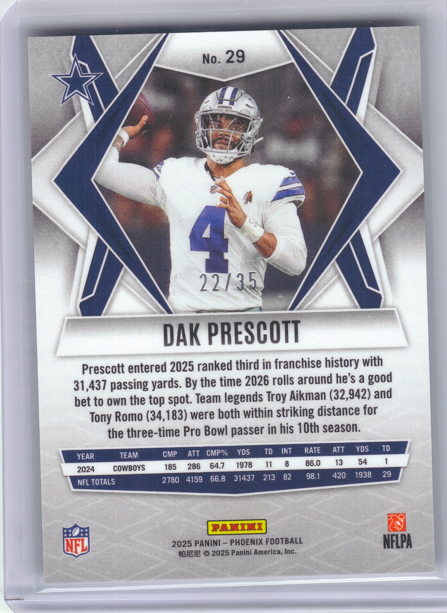 2025 Panini Phoenix #29 Dak Prescott Yellow Mojo Prizm #/35 Dallas Cowboys SN