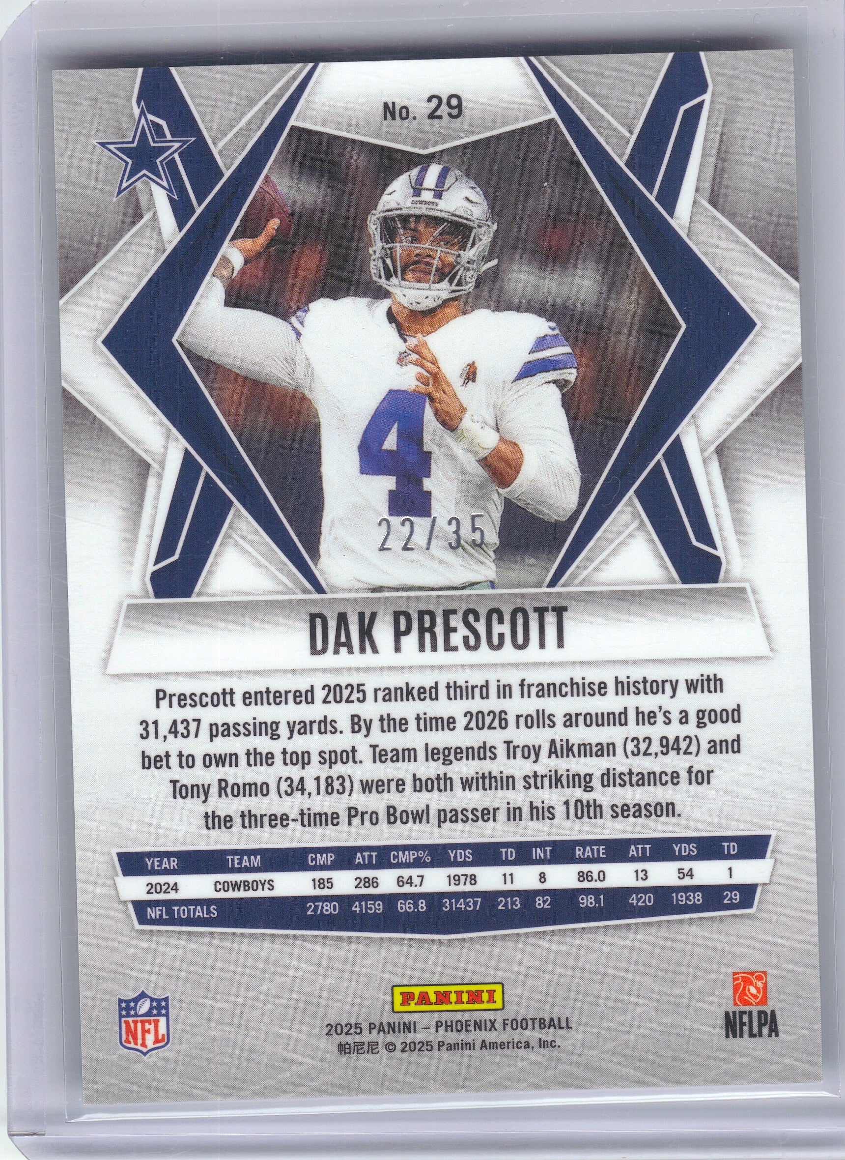 2025 Panini Phoenix #29 Dak Prescott Yellow Mojo Prizm #/35 Dallas Cowboys SN
