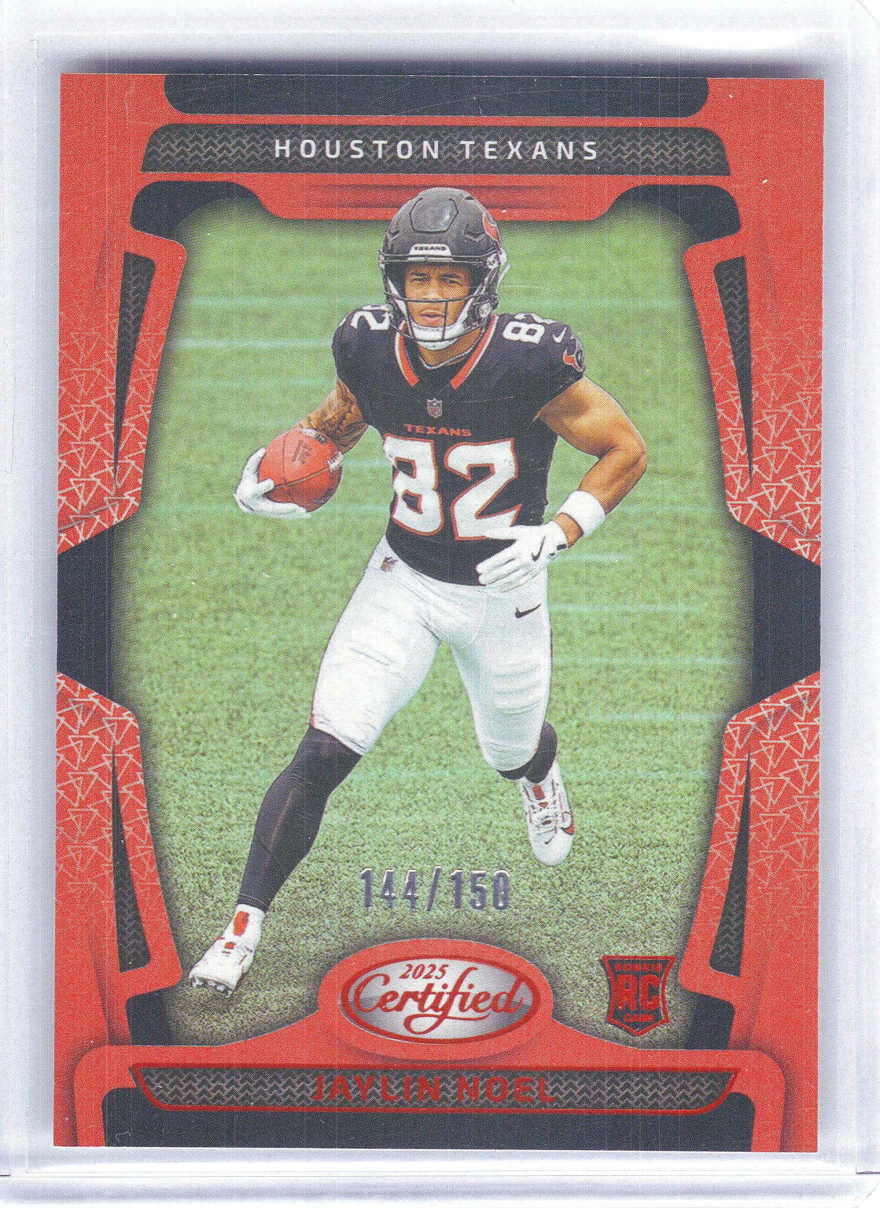 2025 Panini Certified #180 Jaylin Noel Mirror Orange #/150 Houston Texans SN,RC