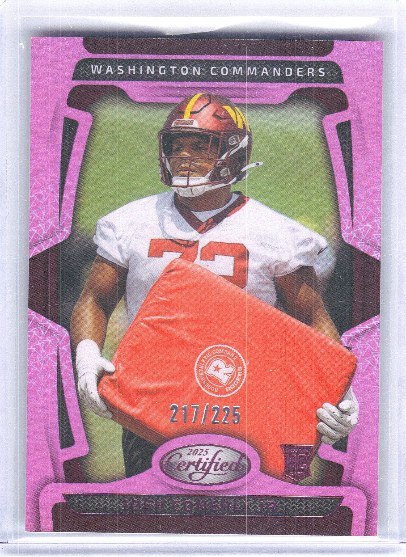 2025 Panini Certified #140 Josh Conerly Jr. Mirror Orange #/150 Washington Commanders SN,RC