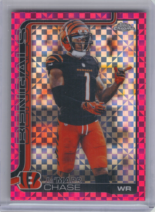 2025 Topps Chrome #58 Ja'Marr Chase Hot Pink X-Fractor Cincinnati Bengals