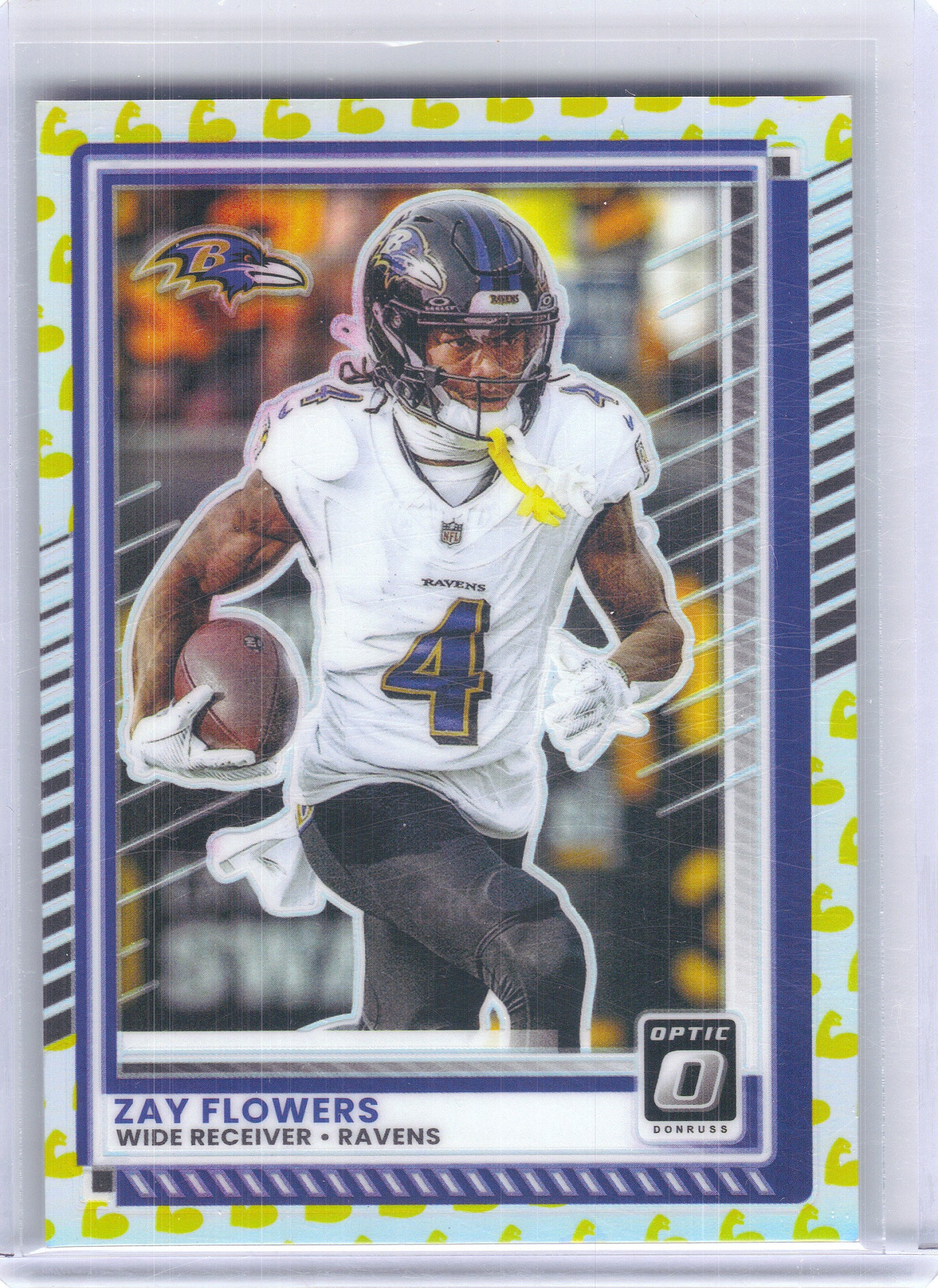 2025 Donruss Optic #120 Zay Flowers Flex #/199 Baltimore Ravens SN