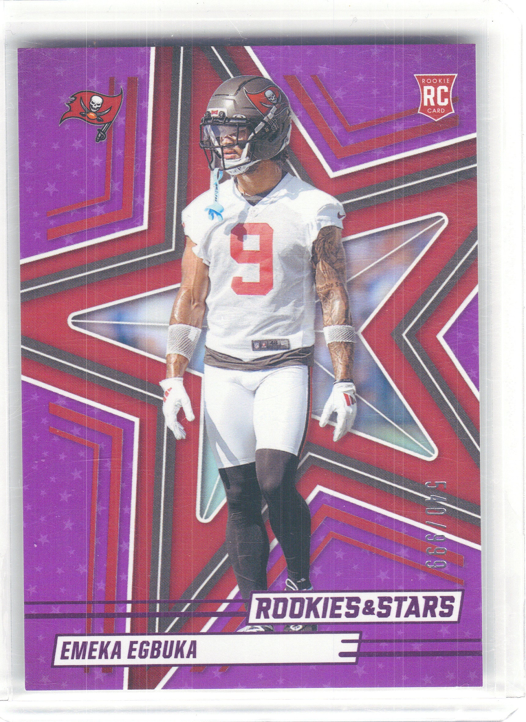 2025 Panini Rookies & Stars #124 Emeka Egbuka Purple #/999 Tampa Bay Buccaneers SN,RC