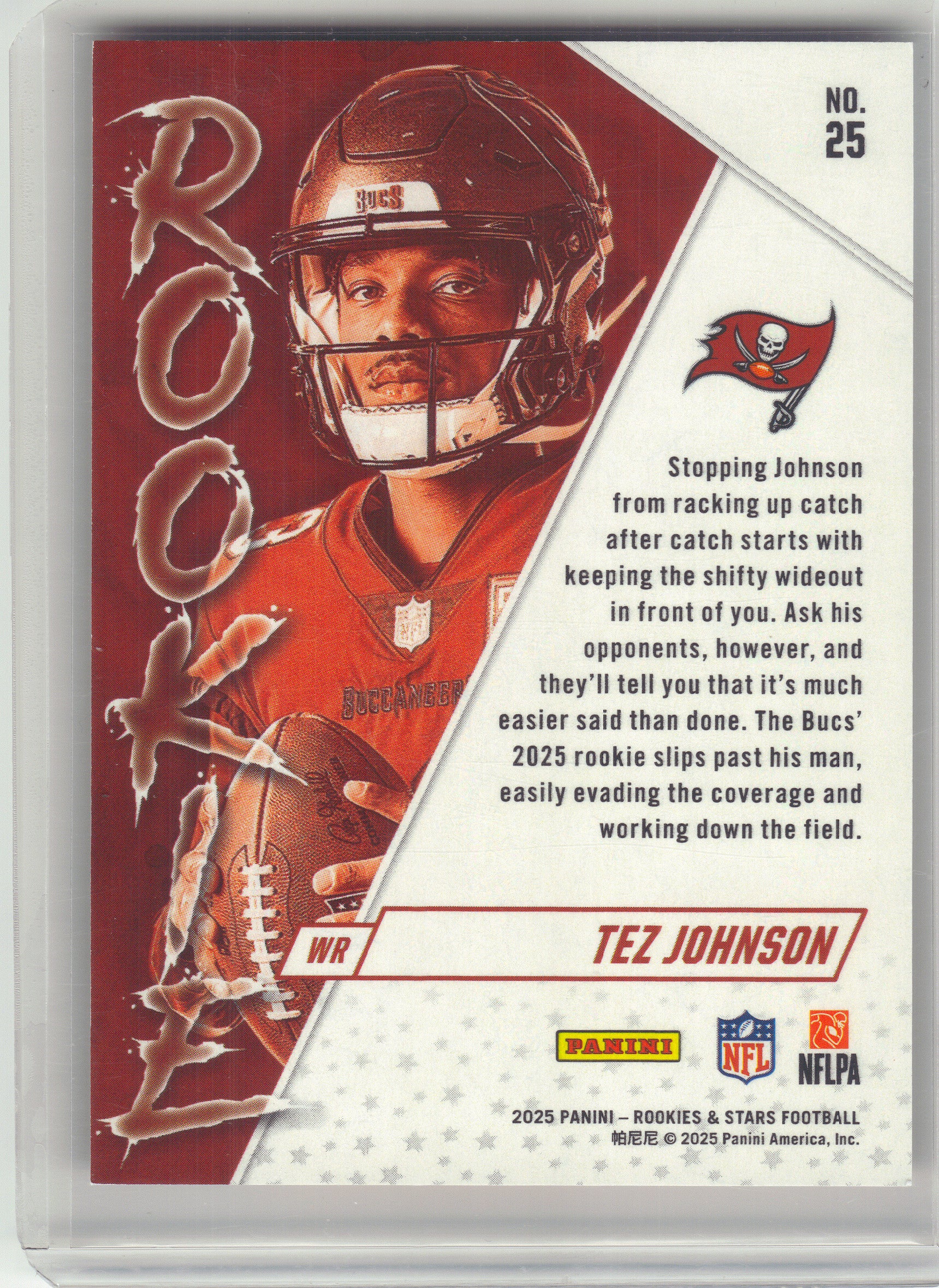 2025 Panini Rookies & Stars #25 Tez Johnson Rookie Exclusive Orange #/125 Tampa Bay Buccaneers SN
