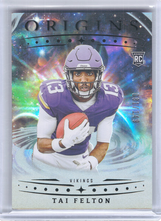 2025 Panini Origins #114 Tai Felton Holo Silver #/149 Minnesota Vikings SN,RC