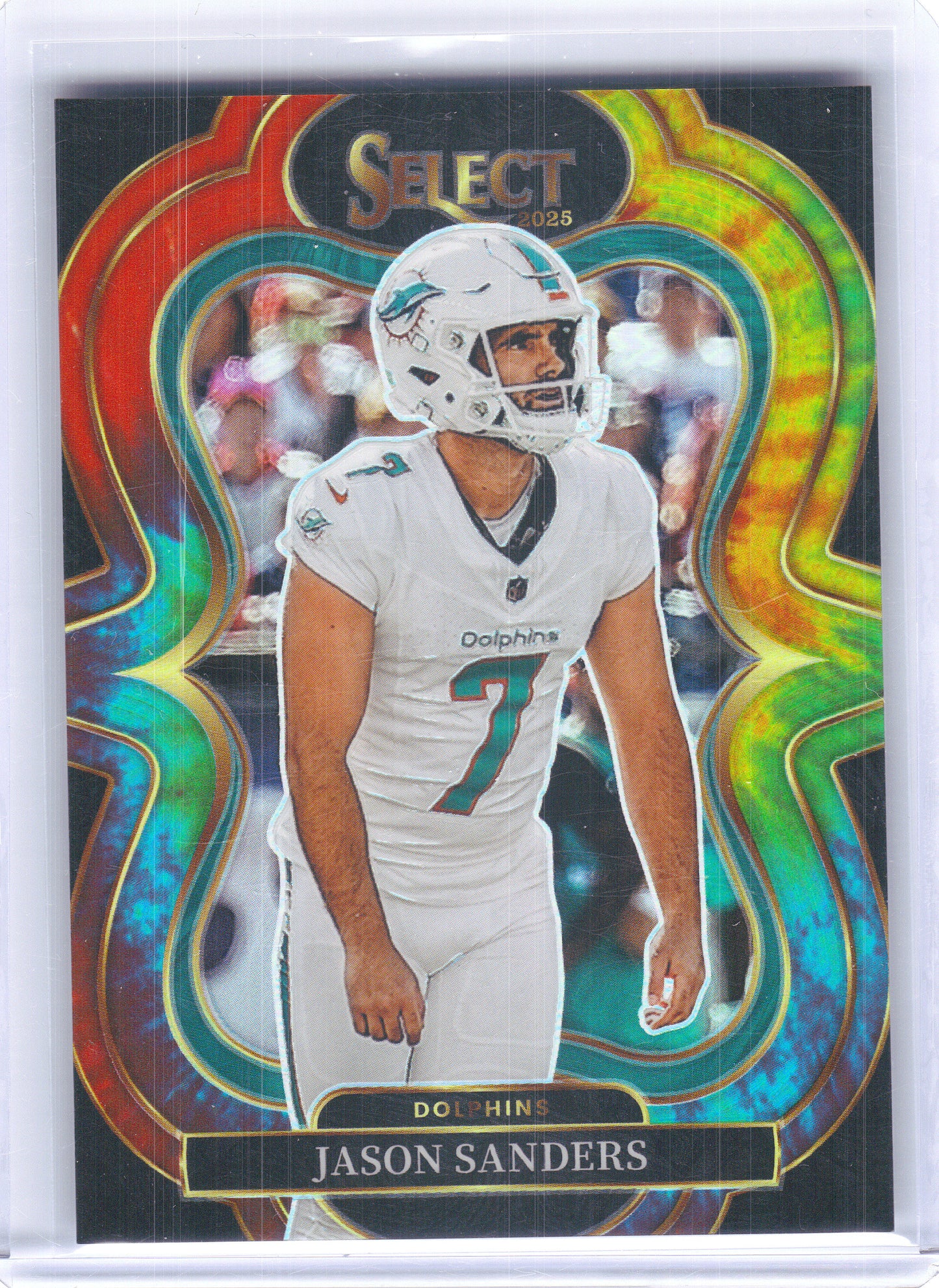 2025 Panini Select #382 Jason Sanders Tie-Dye Prizm #/25 Miami Dolphins SN