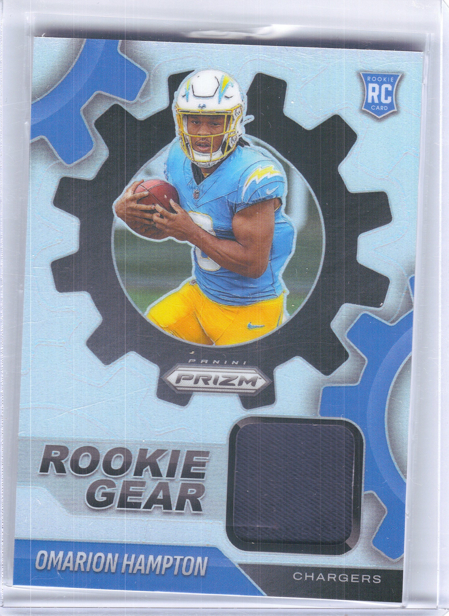 2025 Panini Prizm #RGR-OHN Omarion Hampton Rookie Gear Los Angeles Chargers MEM