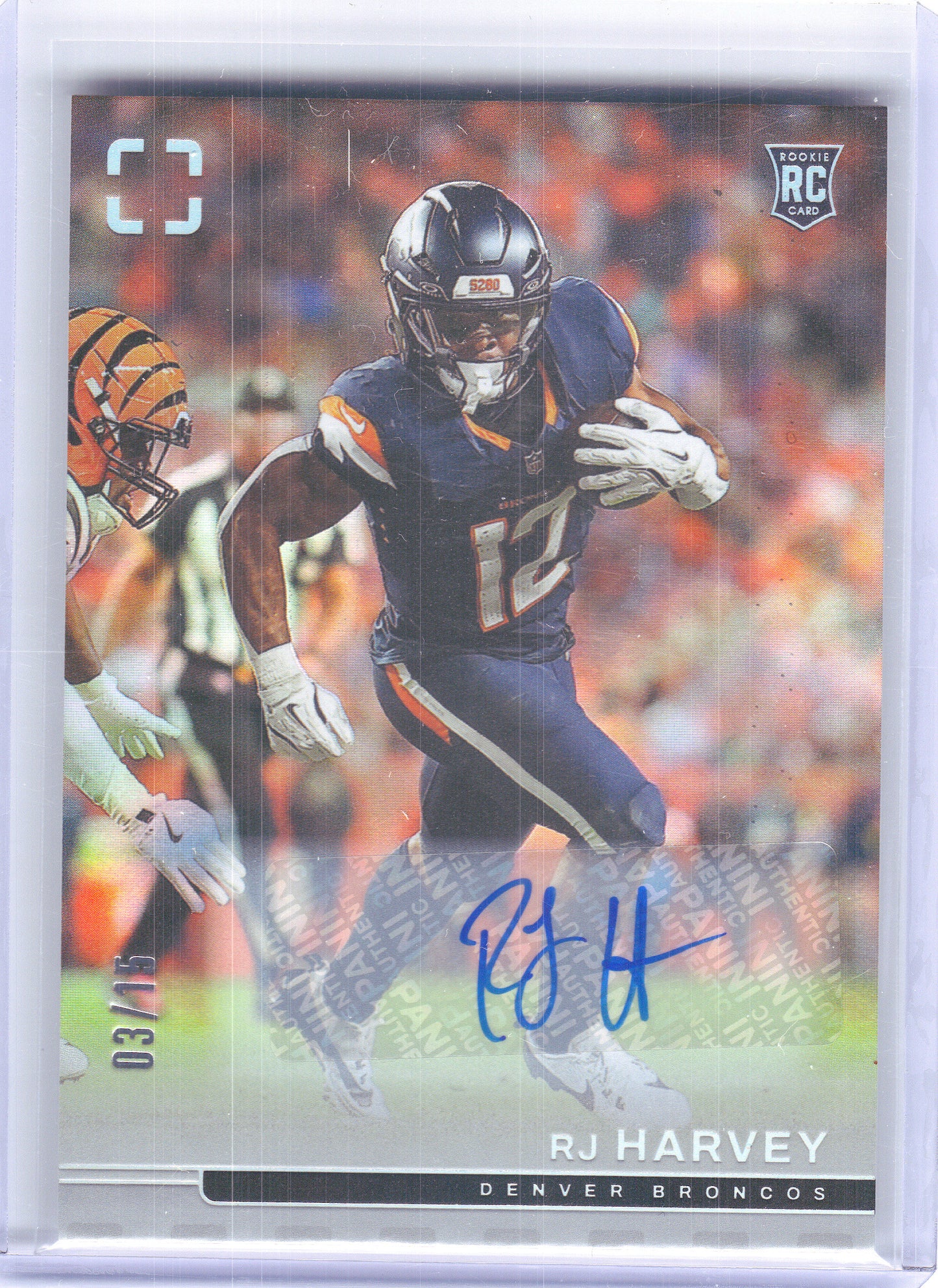2025 Panini Photogenic #145 RJ Harvey Autographs Silver #/15 Denver Broncos SN,RC,AU