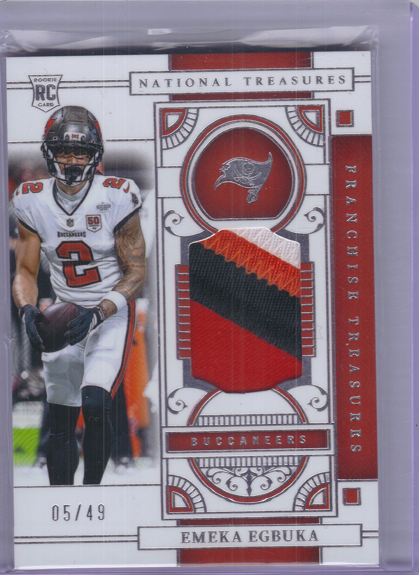 2025 Panini National Treasures #FTR-EEA Emeka Egbuka Franchise Treasures #/49 Tampa Bay Buccaneers SN,MEM