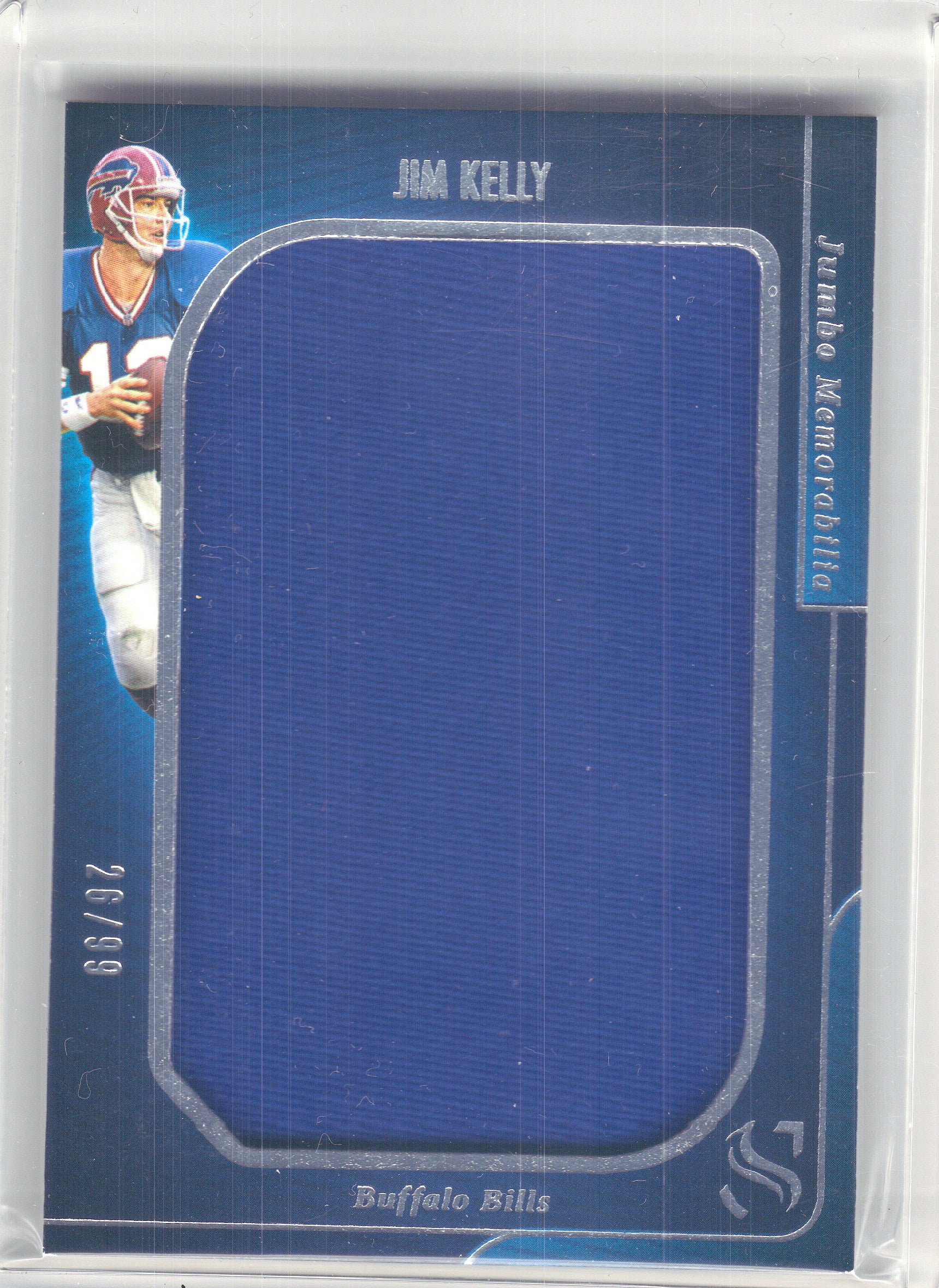 2025 Panini Silhouette #JM-JKY Jim Kelly Jumbo Memorabilia #/99 Buffalo Bills SN,MEM