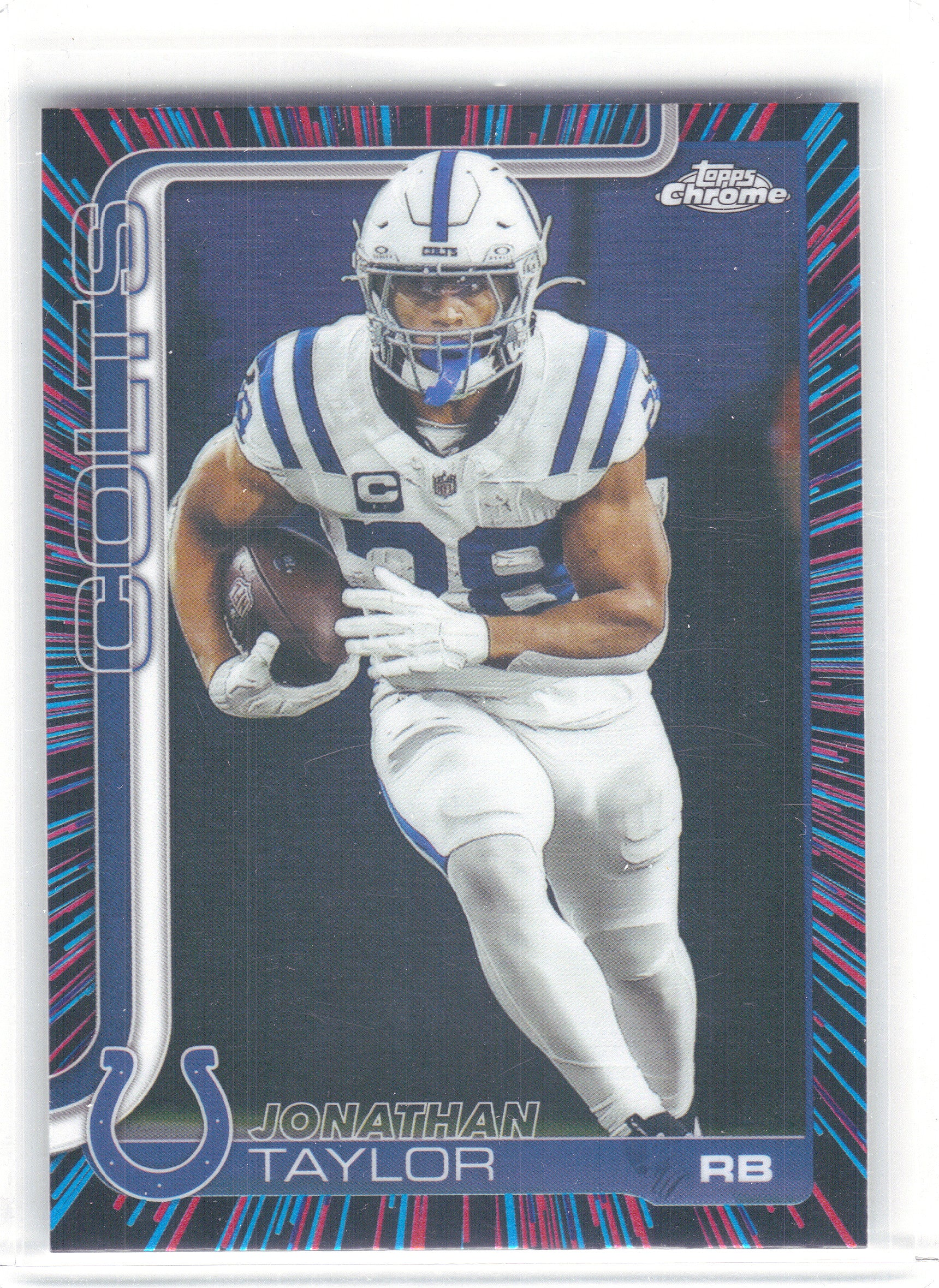 2025 Topps Chrome #130 Jonathan Taylor Neon Pulse Refractor Indianapolis Colts