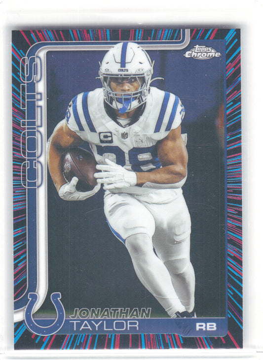 2025 Topps Chrome #130 Jonathan Taylor Neon Pulse Refractor Indianapolis Colts