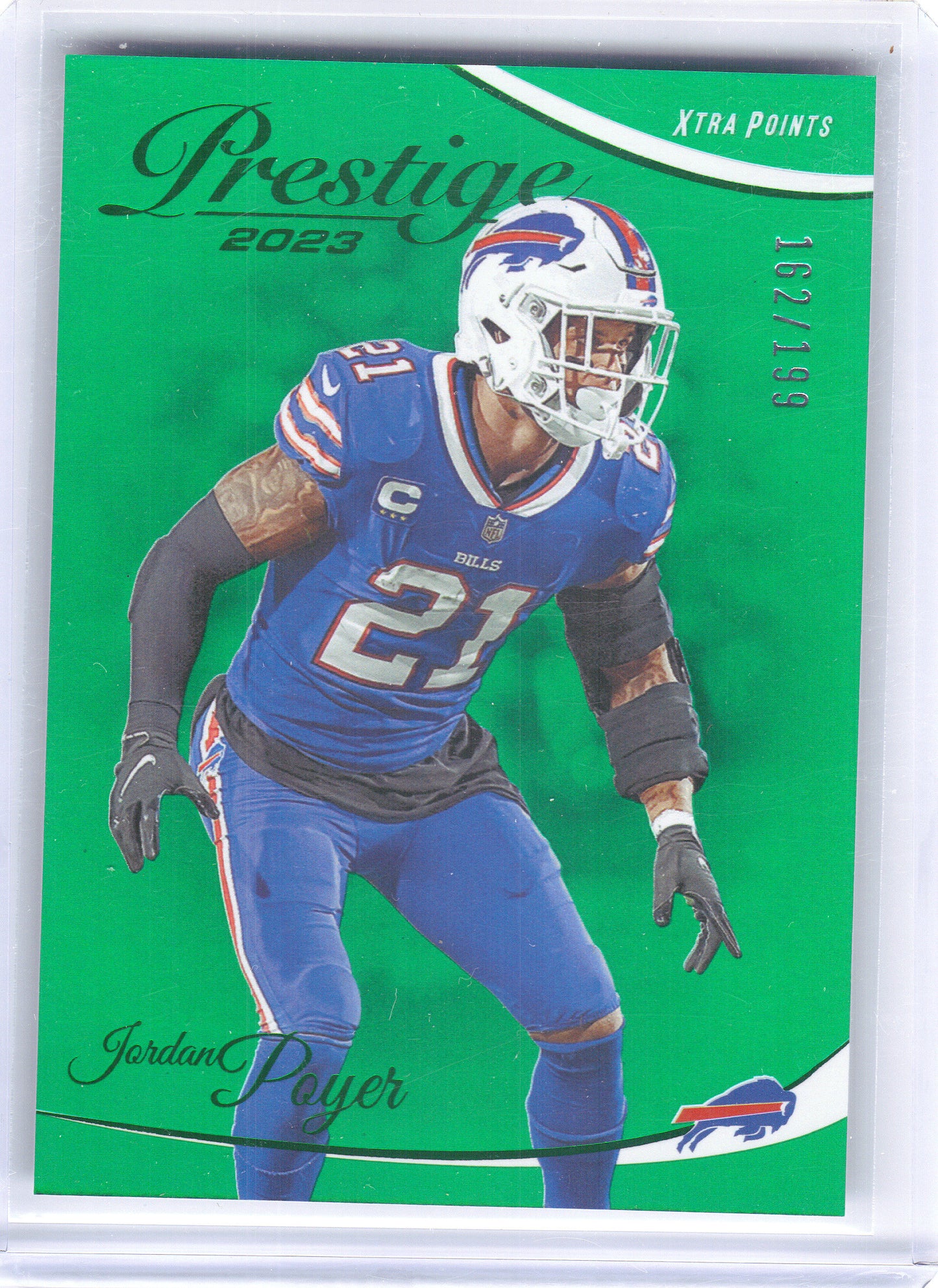 2023 Panini Prestige #33 Jordan Poyer Xtra Points Premium Green #/199 Buffalo Bills SN